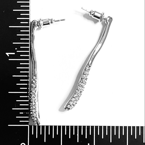 NEW Linear Crystal Earrings Pave’ Silver CZ Alexis Bittar Solanales STYLE N15 - Picture 3 of 3